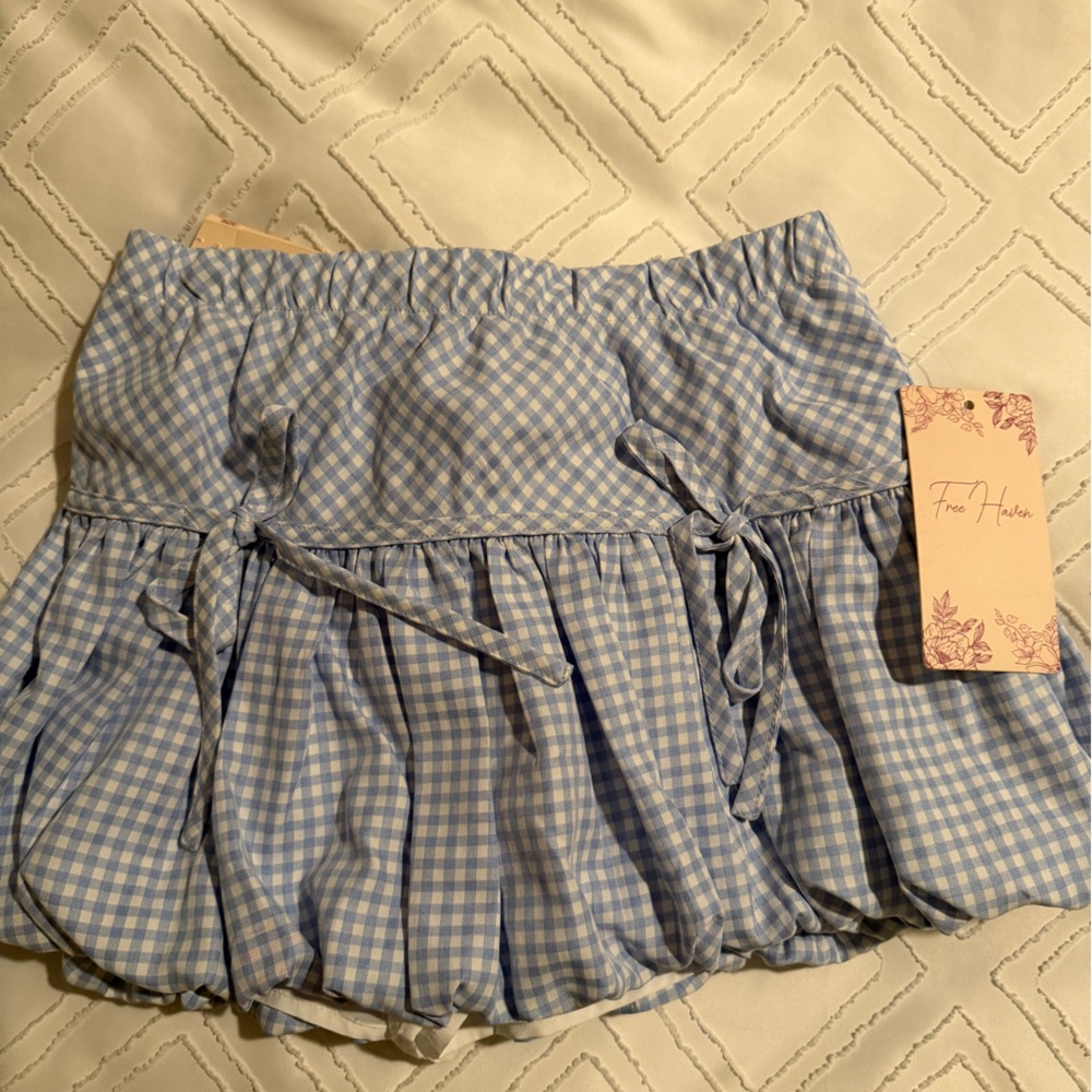 free haven Blue Gingham bubble skirt